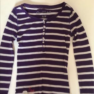 aeropostale purple+white striped long sleeve
